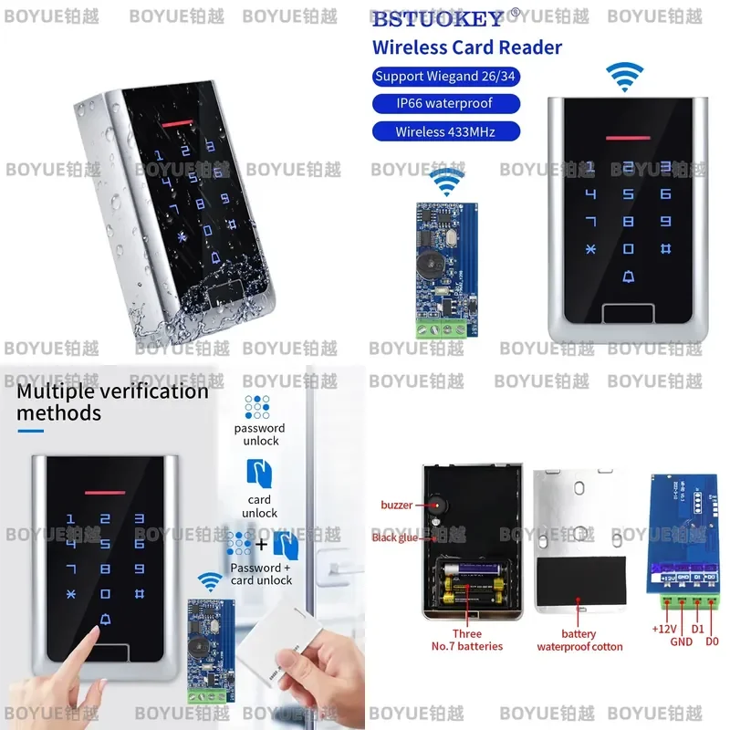125KHz RFID Wireless Access Control Keypad Receiver Module Door Lock Opener Slave Card for Entry System Security