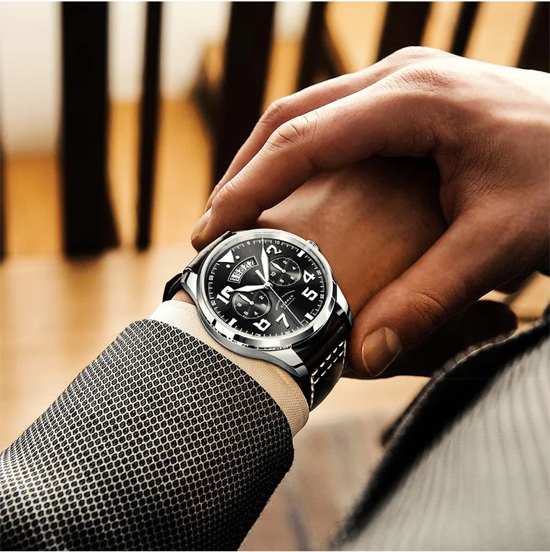 Borman Orologio automatico da uomo 42mm Orologio da polso meccanico pilota Zaffiro luminoso Miyota 9122 Mese Data della settimana