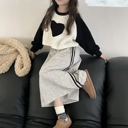 Girls Skirt 2024 Spring Autumn Korean Style Split Half Skirt A Line Straight Casual Simple New Fashionable Kids Sweet Skirt