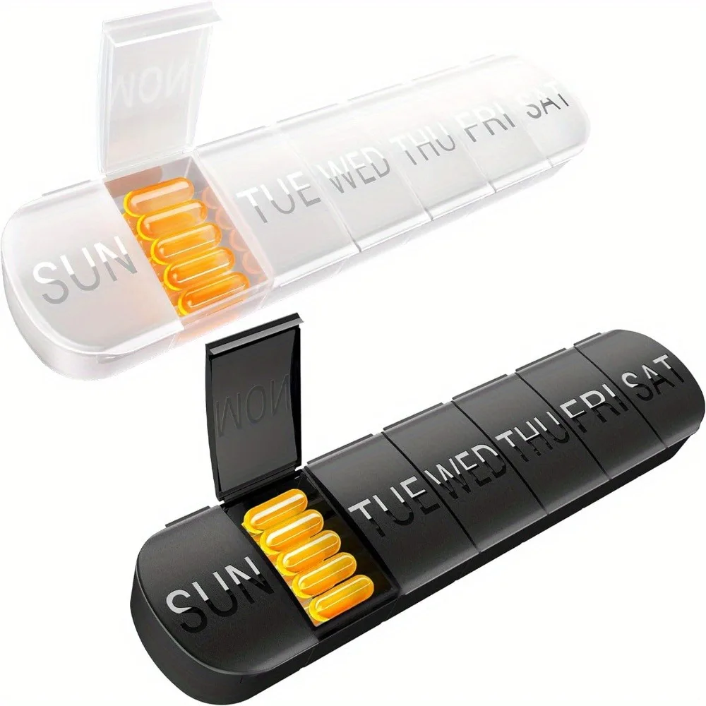 Extra Large Weekly Pill Organizer 2 times a Day Travel Pill Box with 7 Day Compartments Vitamin Holder Daily Pill Container