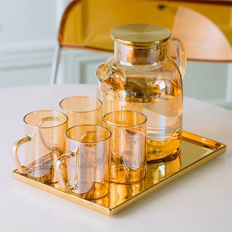 Set bollitore freddo in vetro tรจ ai fiori teiera alla frutta teiera resistente al calore set di teiere per succo d\'acqua bollente di grande capacitร