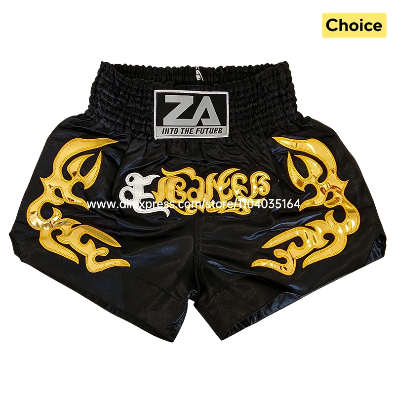 Boxershorts Schwarz Traditionelle Muay Thai Shorts für Männer Frauen Kinder Premium Wrestling Sparring Kickboxen Cage Fight BJJ MMA Hosen
