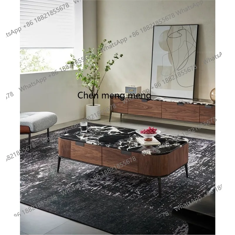 

Italian minimalist natural marble long coffee table senior designer new long coffee table