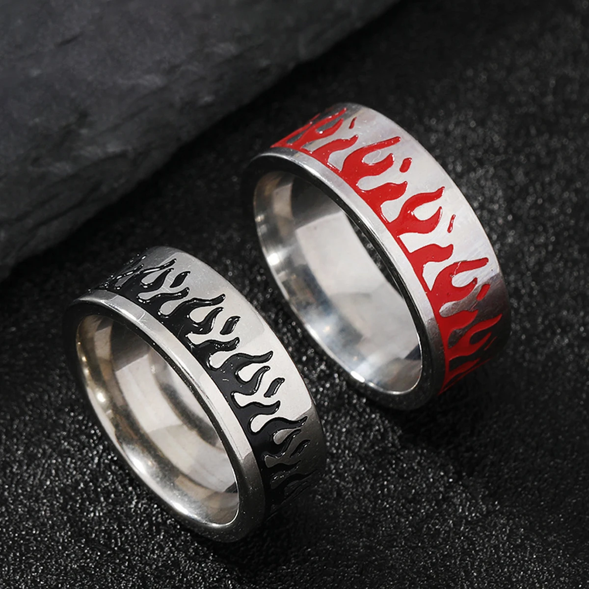 Cosplay Flame Prop - Retro Flamme Feuer Edelstahl Ring für