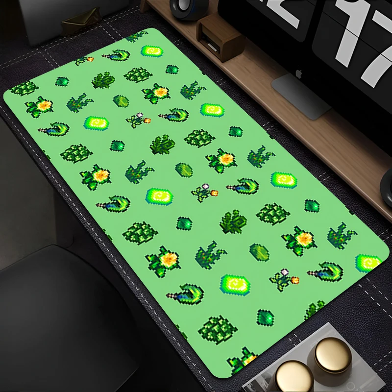 لوحة ماوس ألعاب Pixel Art Stardew Valley للكمبيوتر المحمول Green Plants Desk Mat PC Kawaii Anime Sky Mousepad Gamer Cabinet Keyboard Rug