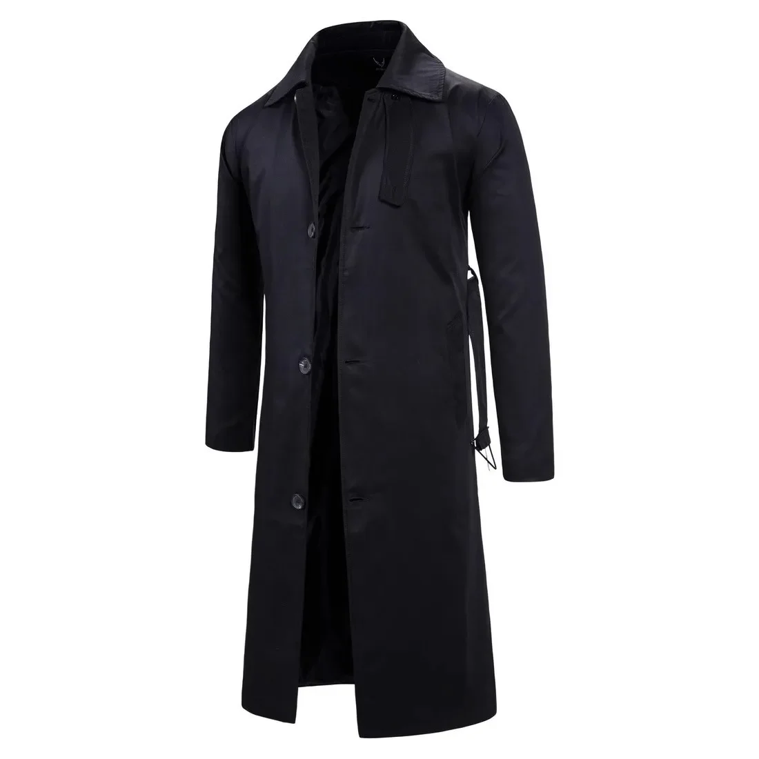 LIBIELIY Autumn England Style Long Trench Men Cotton Solid Turn Down Collar Windbreaker Coats Male Smart Casual Single Breasted