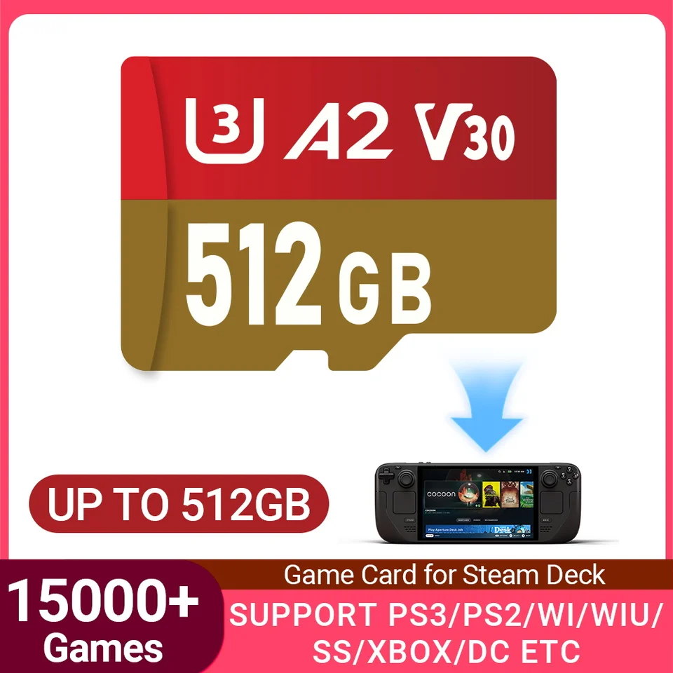 steamdeck 64GB +ドッキングステーション+512GBSDカード 512G/256G Game Card For Steam Deck Batocera 40 with 30+Emulators