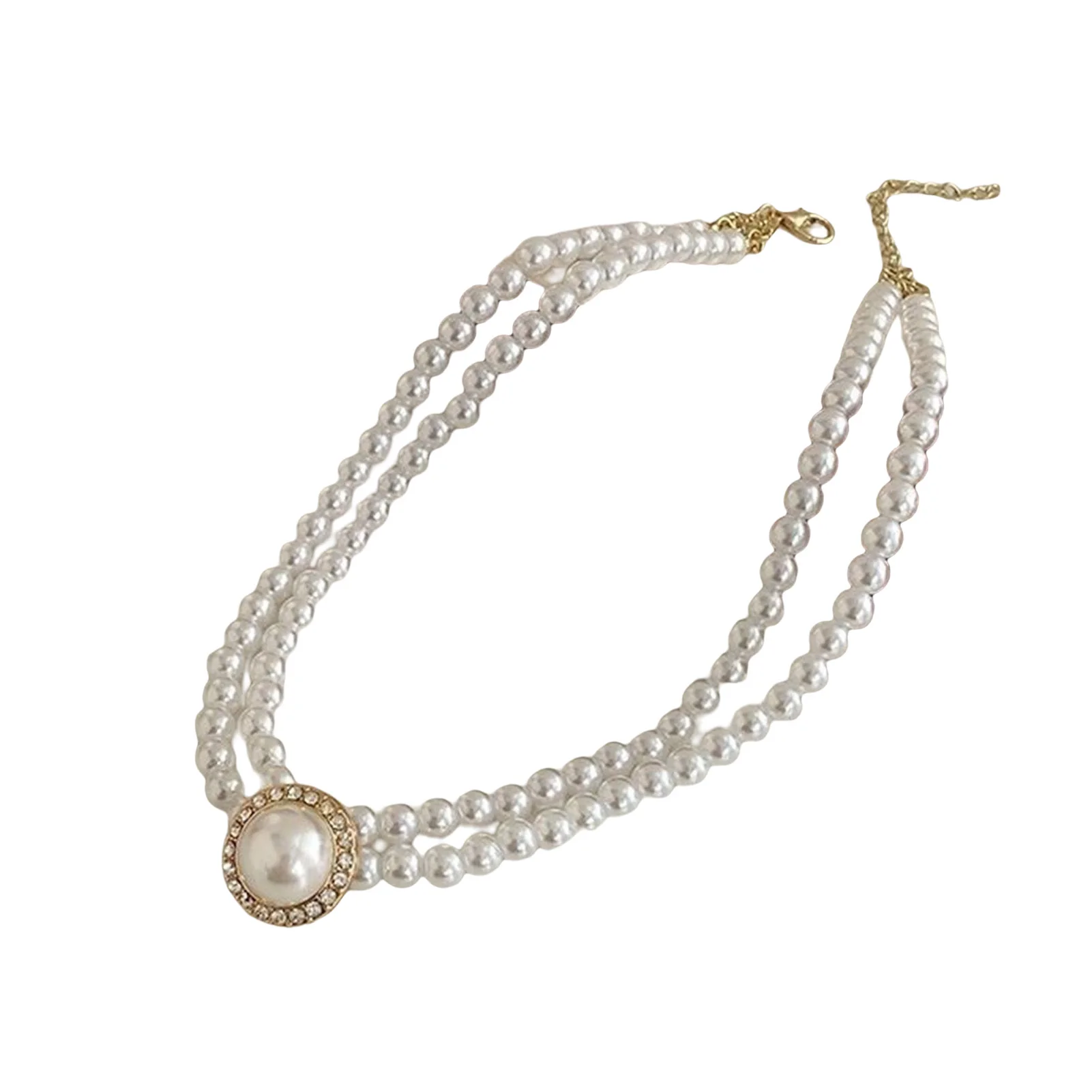 Collar de perlas de clavícula Vintage francés para novia, joyería de boda, gargantilla elegante de doble capa, regalo para mujer, novia