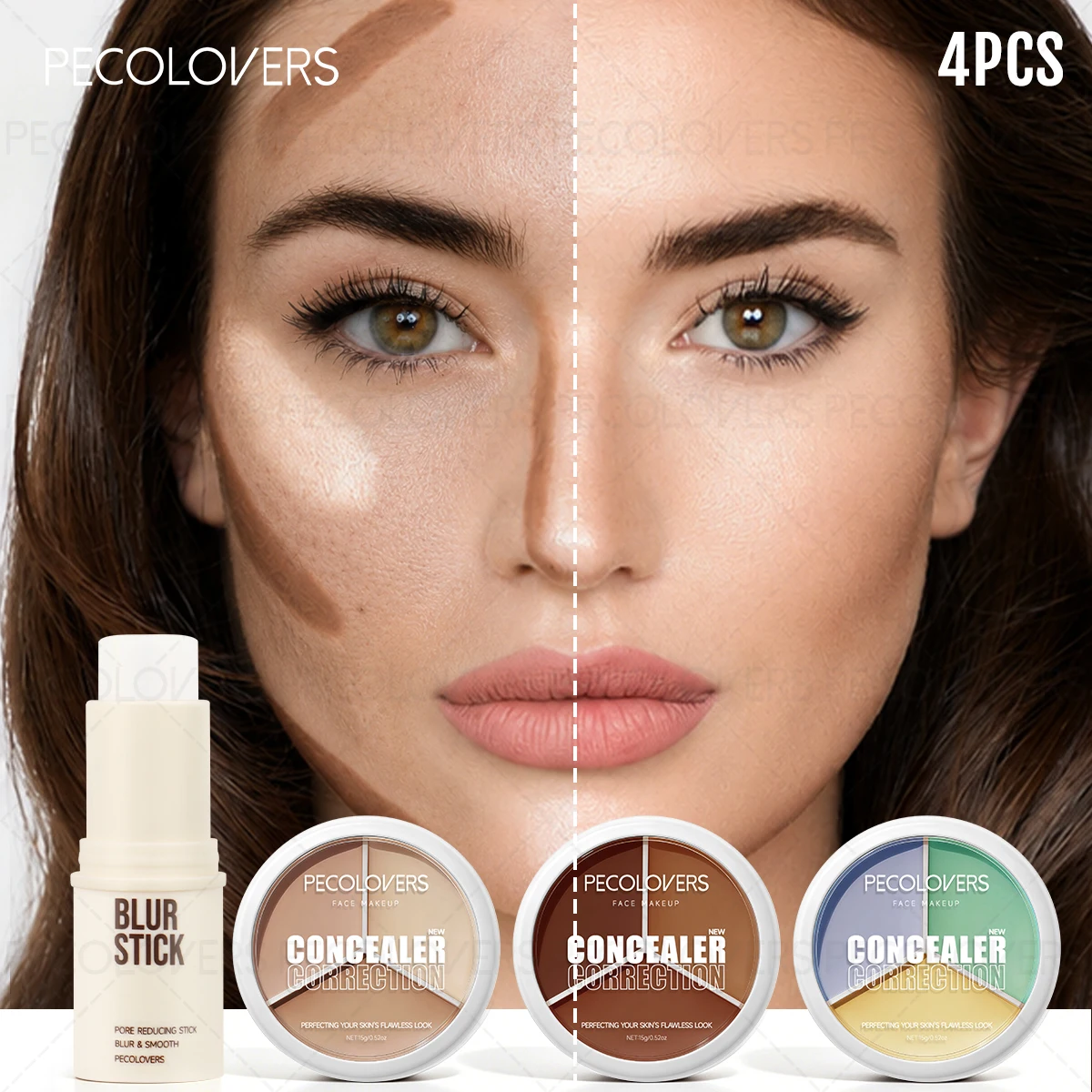 4PCS All-In-One Base Makeup Set,Contour Concealer Primer Combination Kit,Even Skin Tone,Moisturizing Comfort Wear,Smudge-Resistant,Rich Coverage,Ideal For Novices And Makeup Lovers