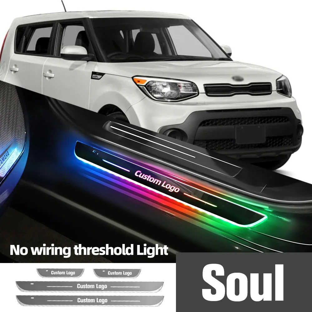 

For Kia Soul 1 2 3 2009-2023 2017 2019 2020 Car Door Sill Light Customized Logo LED Welcome Threshold Pedal Lamp Accessories