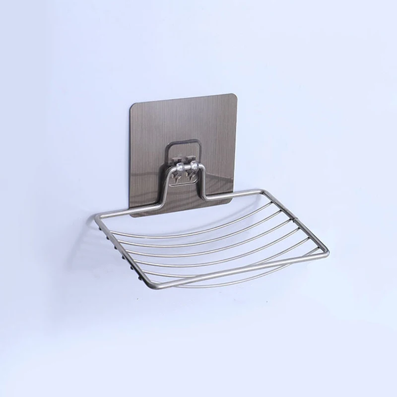 Soap Rack Wall-Mounted Soap Holder Stainless Steel Rack Bathroom Self Adhesive