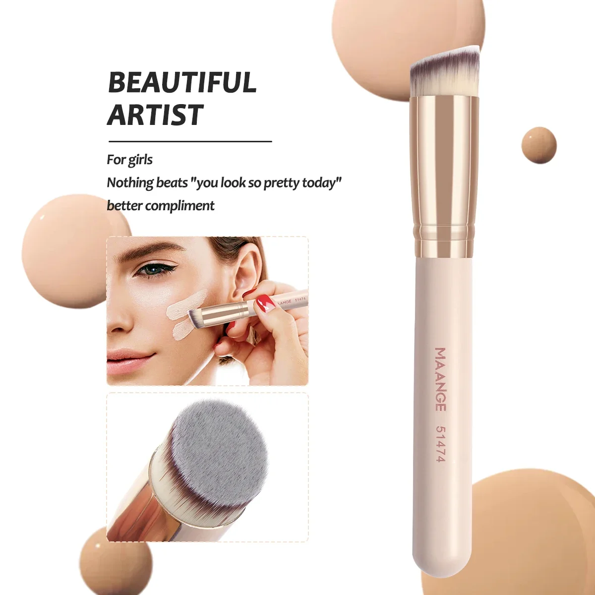 ชุดแปรงแต่งหน้า MAANGE 7 ชิ้น/ชุด สำหรับรองพื้น คอนซีลเลอร์ บลัชออน แปรงเบลนดิ้ง ขนแปรงนุ่ม อุปกรณ์เสริมความงาม