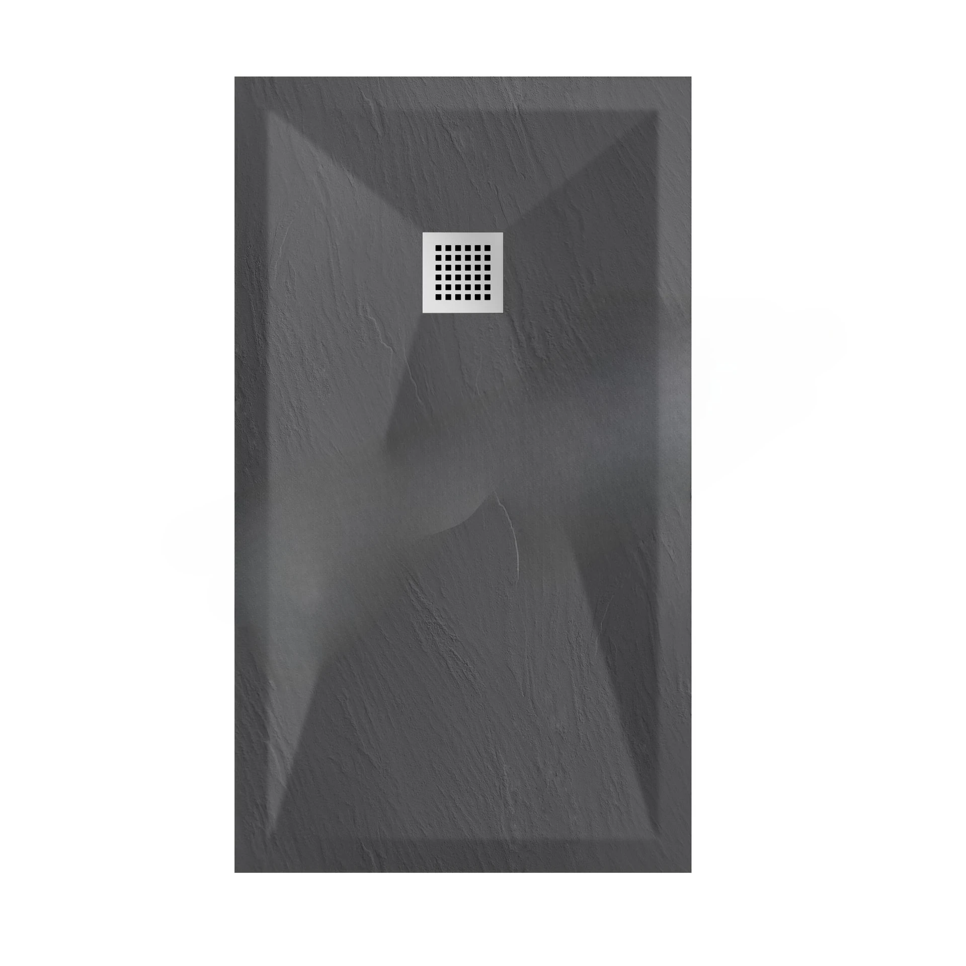 Stenen wastafel kunststeen wit zwart waaiervormig vierkant L-vormig douchebak 3 cm bodembak om water te sturen