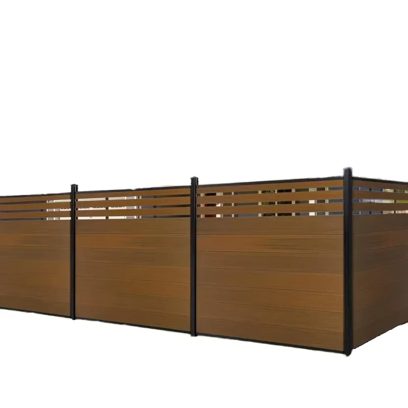 6ft*6ft Brown Wood Plastic Composite Privacy Fence Panel Windproof Garden Fence & Gate for Yard Backyard Swimming Pool