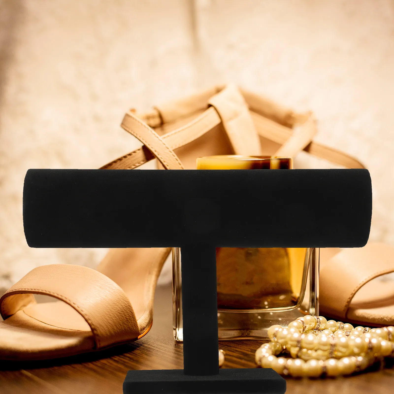 

Bracelet Display Stand One Tier Detachable Rack Sturdy Scratch Resistant Jewelry Organizer for Home Store Decoration Black