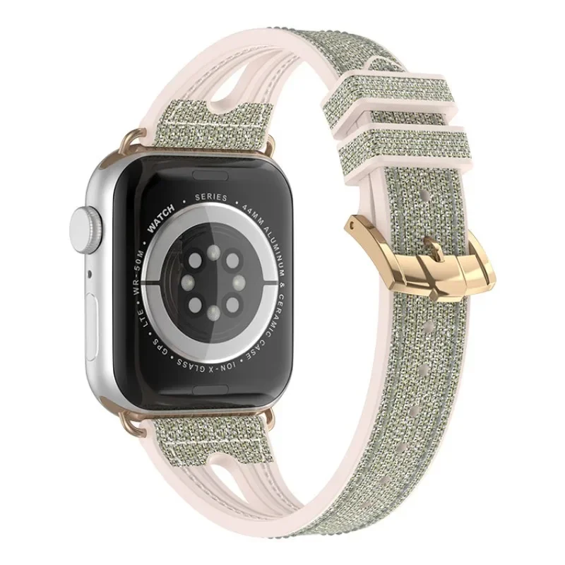 

Bling Silicone Women Band Thin Strap for Apple Watch Band 40/41mm 46mm 42mm 49mm Watchband for IWatch Series 6 SE 7 8 9 10 Ultra