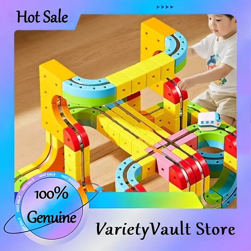 2025 Montessori Lernspielzeug-Set, magische Gleis, Zugmontage, nicht ferngesteuertes Schienenauto, Spielfahrzeug für Kinder, Geschenkbox