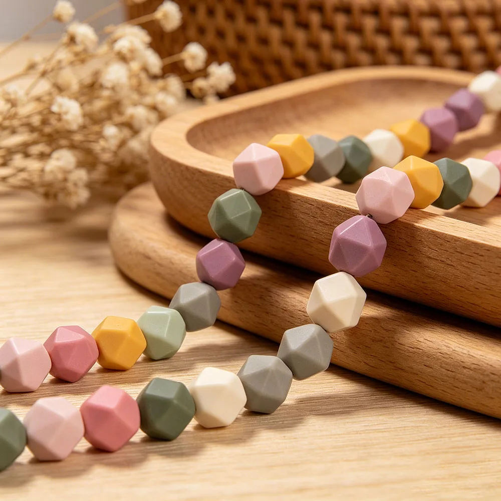 LOFCA 10PCS 14mm Hexagon New Colors Silicone Beads Food Grade For Jewelry Making Necklace Bracelets Chain Jewelry Accessories