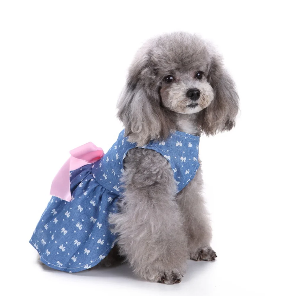 

Dog Dress Summer Pet Clothes For Dogs Cute Bowknot Design Durable Comfortable Fit Outdoor Walking Jogging Photo Sessions
