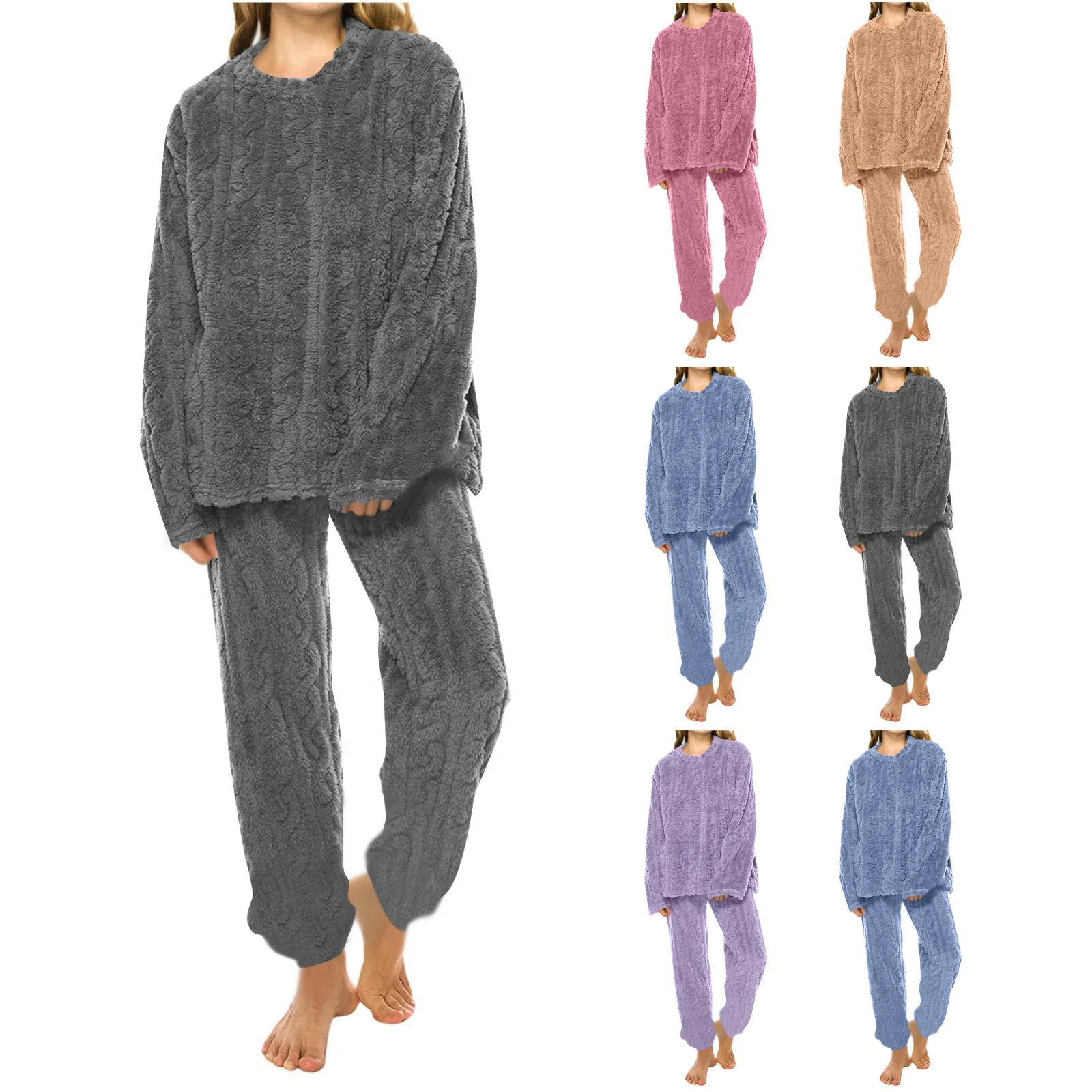 

Women Flannel Suit Pajamas Homewear Tops and Pants Striped Nightwear Loungewear Thickened Warm Sleepwear for Winter 2025