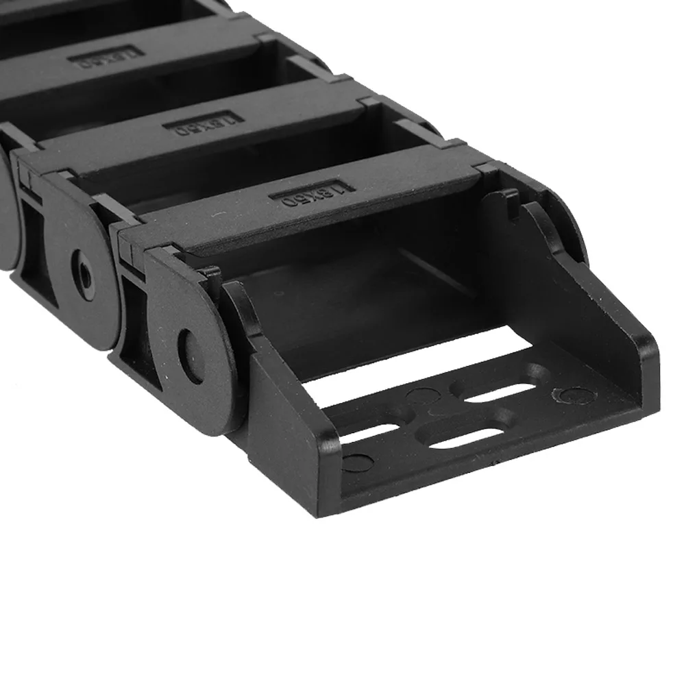 Nylon Drag Chain, 1 Meter R38 Black Nylon Cable Drag Chain Wire Carrier for 3D Printer CNC Machine 18x50mm