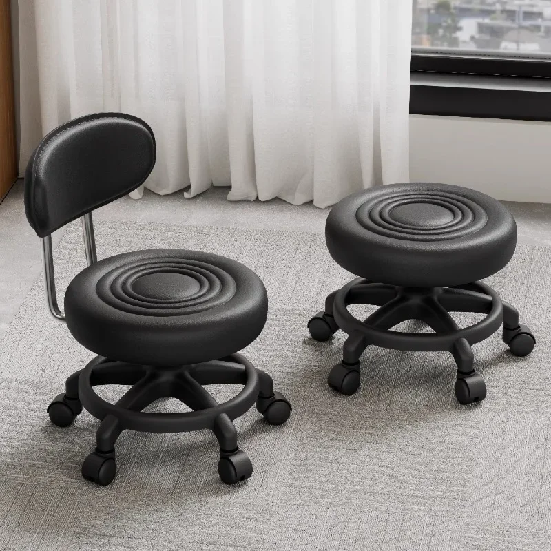 Modern Silent Swivel Chair Multifunctional Backrest Low Stool Mobile Entryway Footrest Compact Living Room Children's Chair
