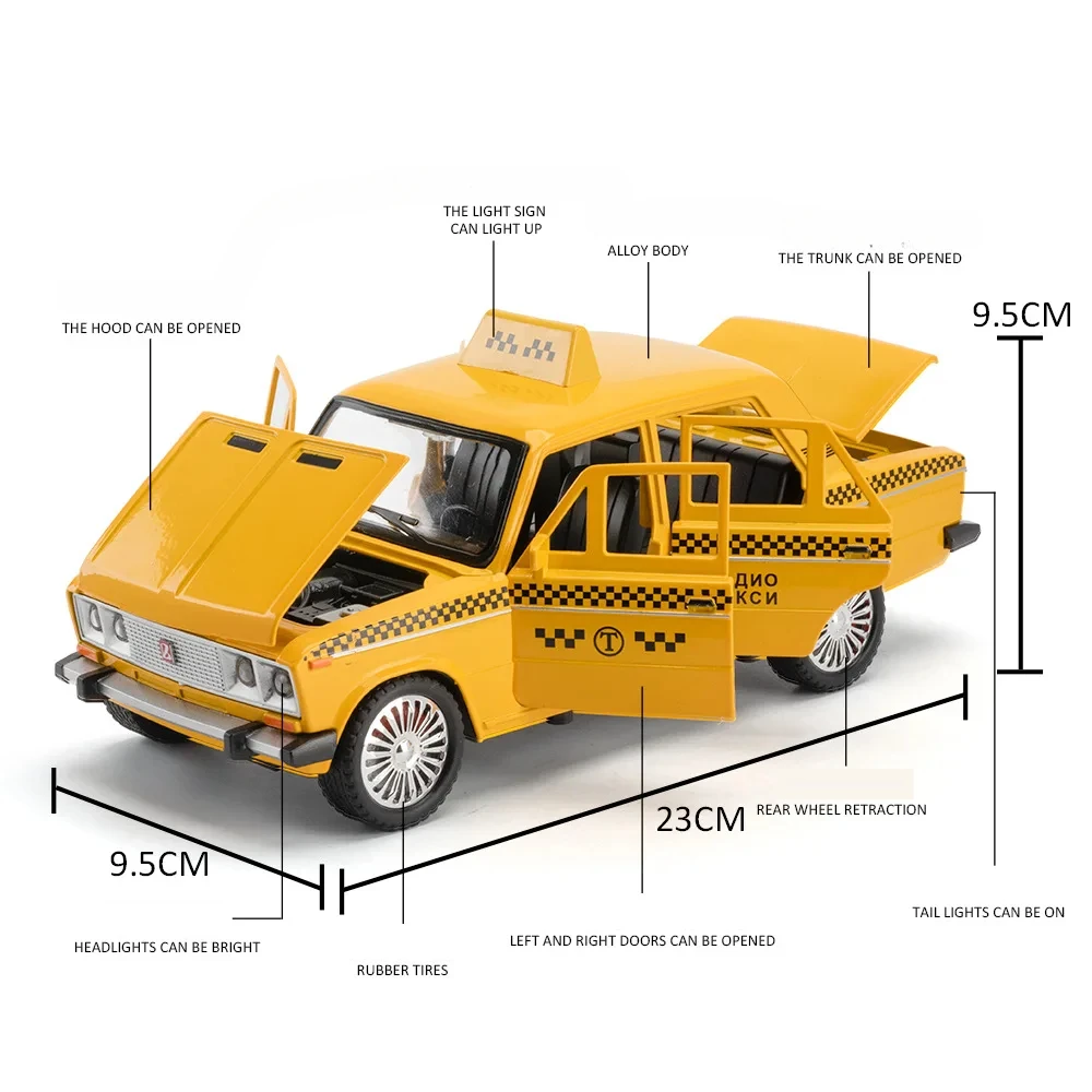 1:18 Russian LADA TAXI High Simulation Alloy Model Car Toy Diecasts Metal Casting Sound Light Car Toys For Children Gift