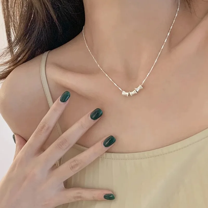 PANJBJ 925 Sterling Silber Unregelmäßige Shell Halskette für Frauen Minimalismus Mode Design Trend Süße Schmuck Geschenk Dropshipping – Detail 37