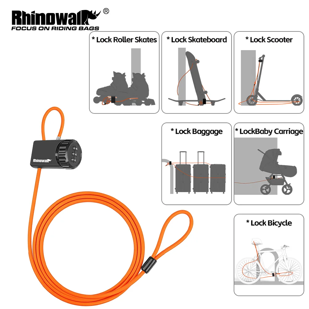 Rhinowalk Anti-theft Cable Lock 3 Digits Code Motorcycle Bike Anti-theft Security Steel Wire Lock Bike Accessory Summer