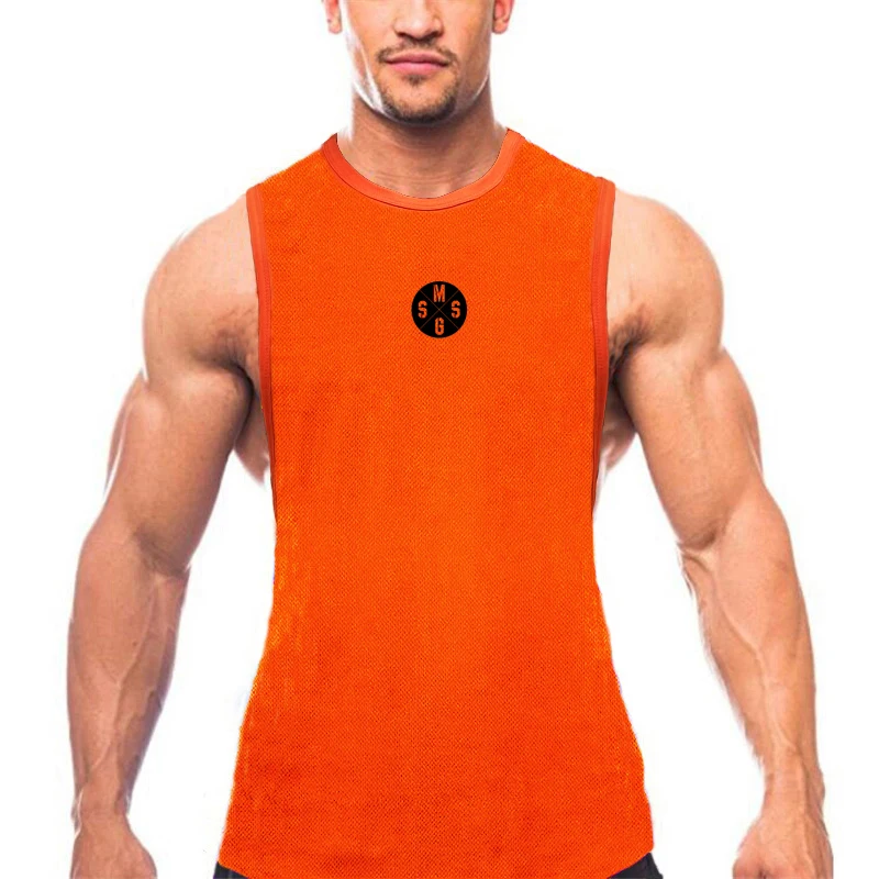 

Man Fashion Slits on Both Sides Vest Summer Breathable Quick Dry Cool Mesh Shirt Gym Fitness Training Sleeveless Sport Tank Tops