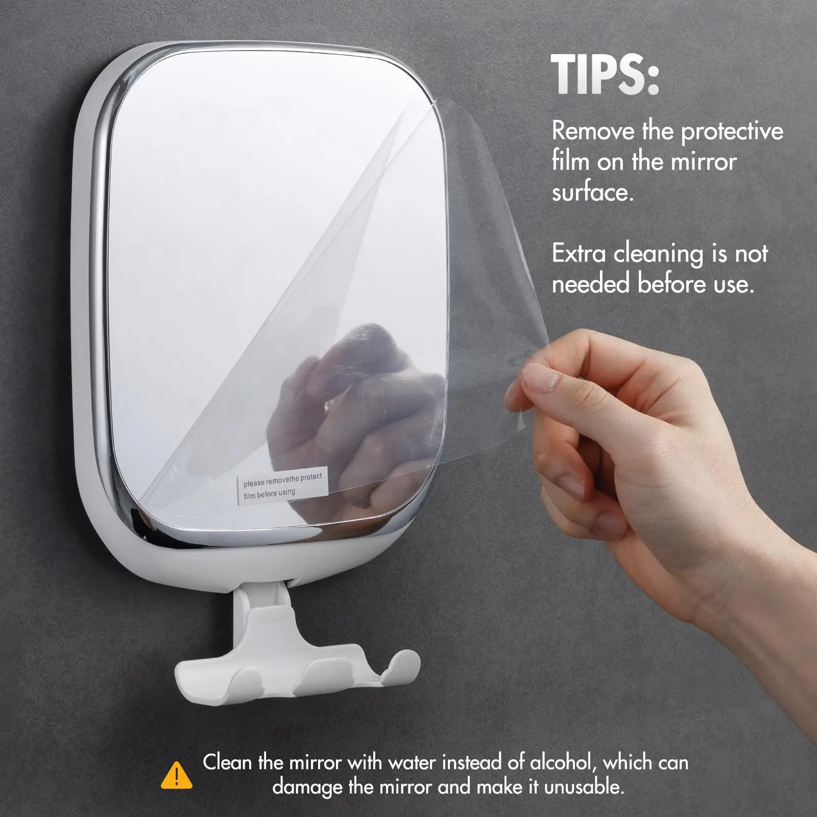 TAILI Shower Mirror Fogless for Shaving with Razor Holder Suction Anti Fog Shaving Mirror NO-Drilling Removable Makeup Mirror