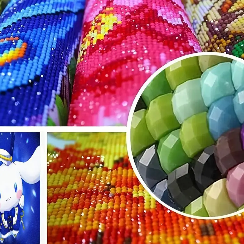 1PC Cinnamoroll 5D Full Square Drill Diamond Painting Kit, DIY Sanrio Anime Kawaii Cute Cloud Dog in Magical Starry Blue Uniform