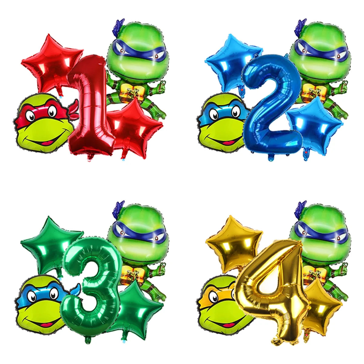 Ninja Turtles Cartoon Inflatable Balloons Set Kids Boys Birthday Party Decorations Photo Booth Props Globos