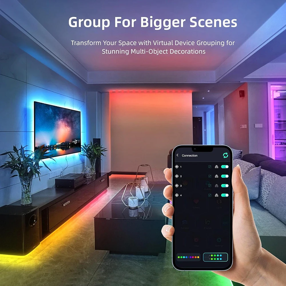 5M/10M/15M/20M RGB LED Smart String Lights APP Remote Color Changing Lamps Waterproof Plastic for Wedding Christmas Party Decor