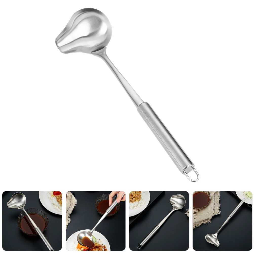

Stainless Steel Duckbill Spoon Metal Soup Ladle Gravy Small Sauce Spoons Kitchen Oil Pour Spout Serving utensils