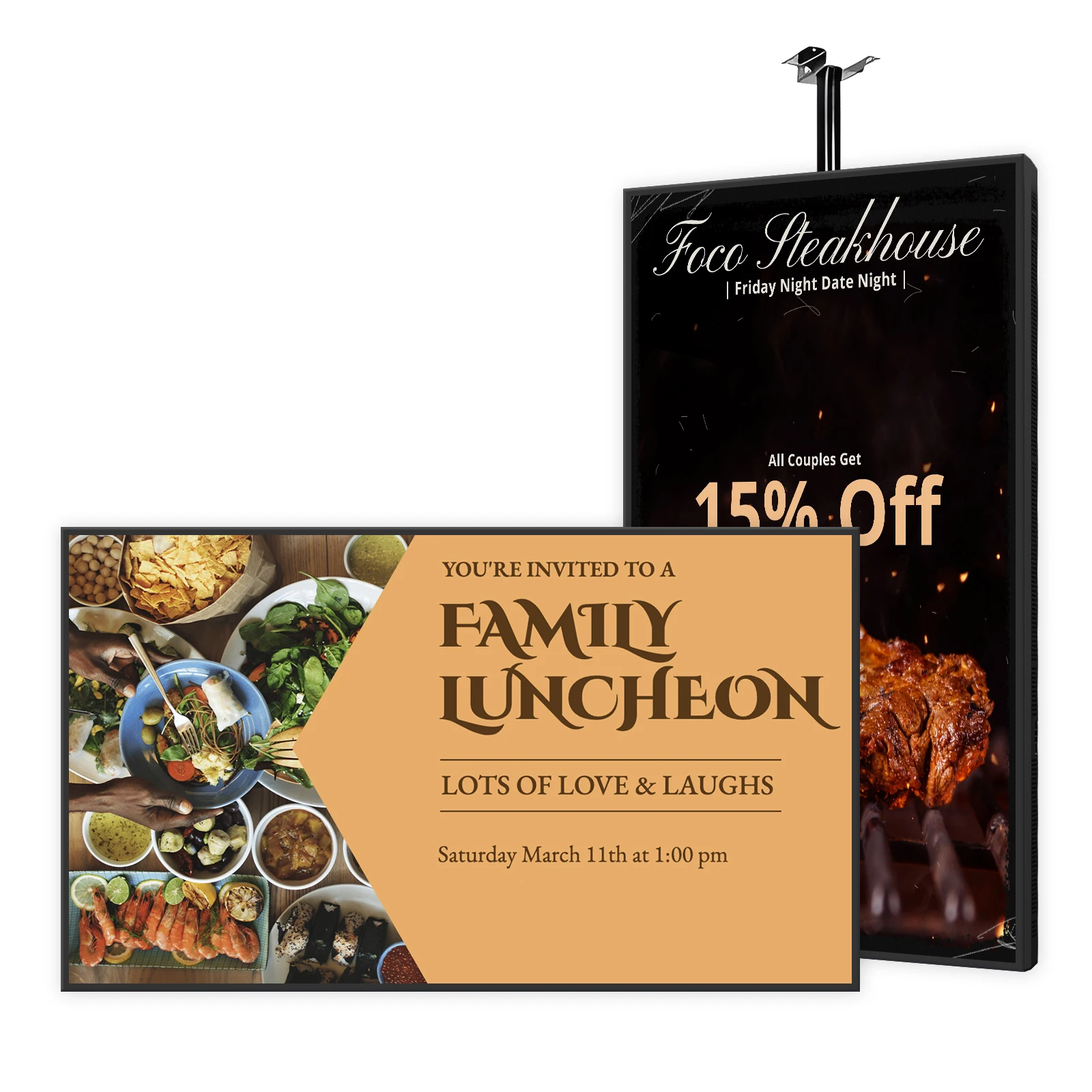 55-Inch Ultra-Thin Indoor 4K Digital Signage Animation Cloud-Based CMS Wall-Mounted for Restaurants Coffee Shops Elevators