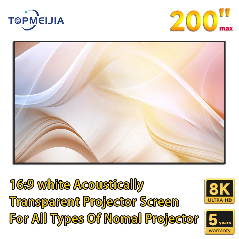 100 Inch Acoustically Transparent Silver White Perforated Acoustic ALR Projection Screen Fixed Frame 1CM Ultra Narrow Bezel