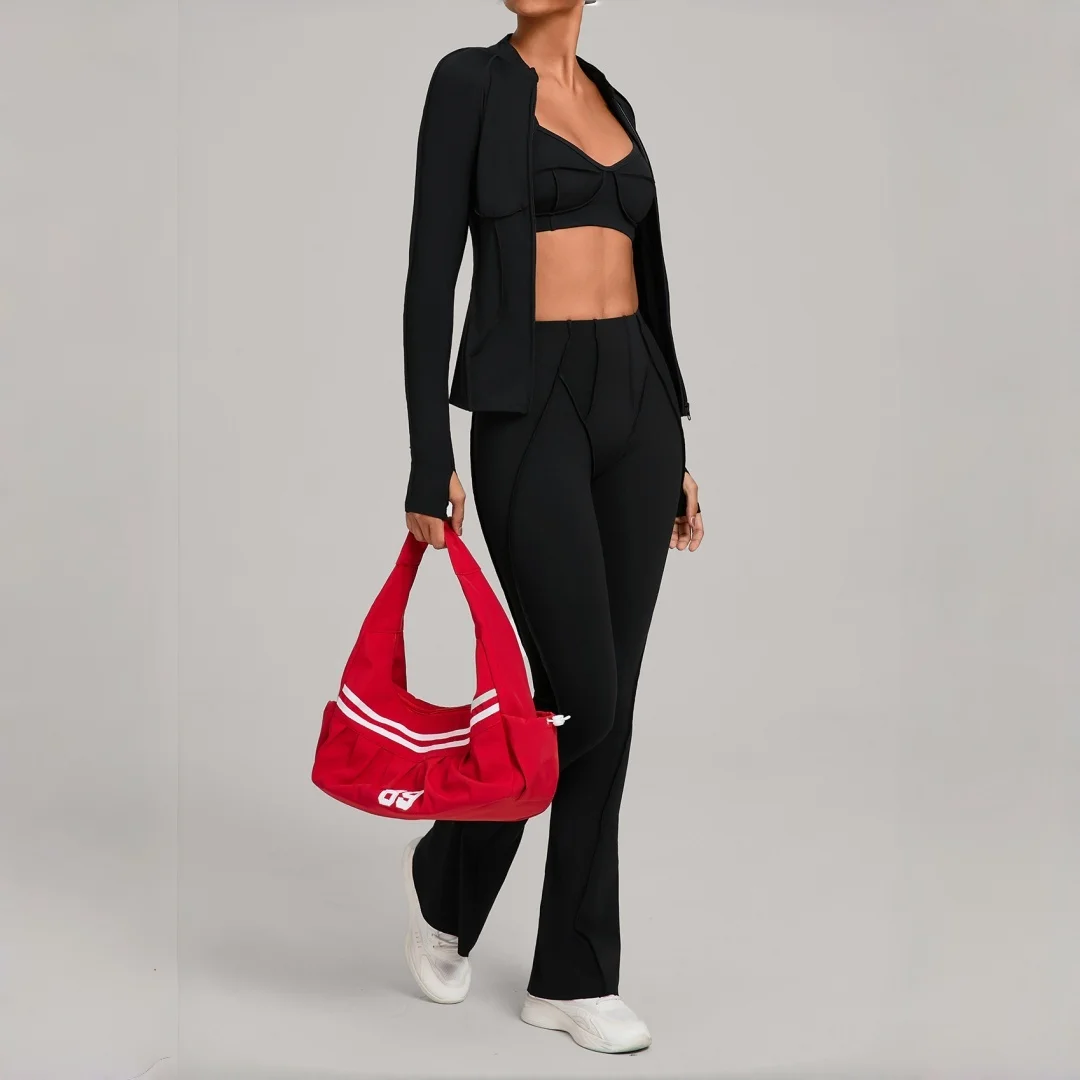 

Матовая куртка на молнии, комплект для йоги, спортивный фитнес, узкое пальто с высокой талией, брюки, костюм из 3 предметов для йоги, одежда для бега, тренировок, спортивная одежда для спортзала