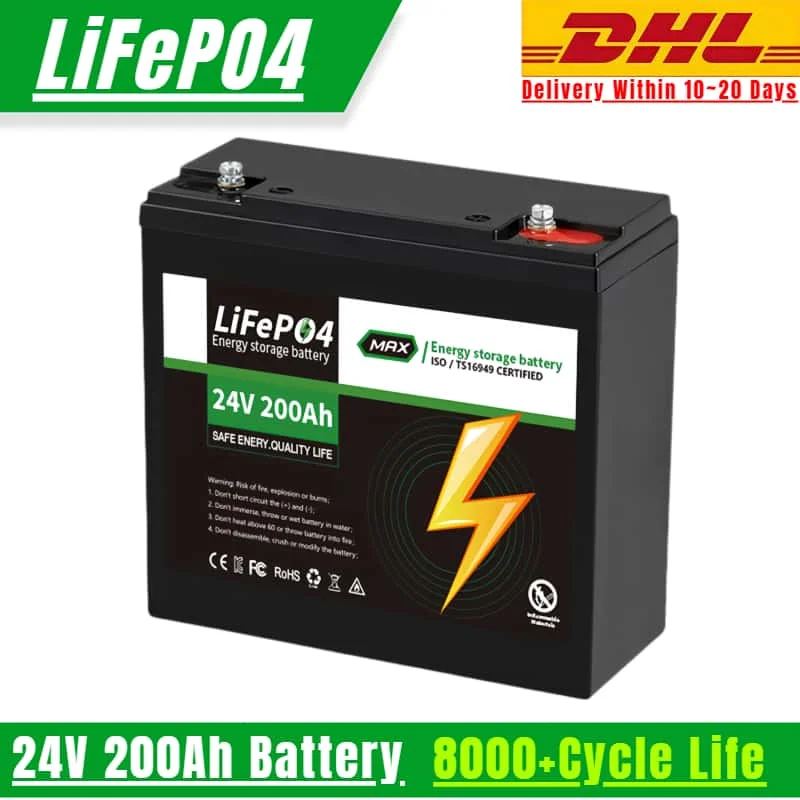 

24V 200Ah LiFePO4 Lithium BatteryBuilt-in BMS, Rechargeable Battery, for RV/Camper, Solar, Marine, Overland/Van, Off-Gr