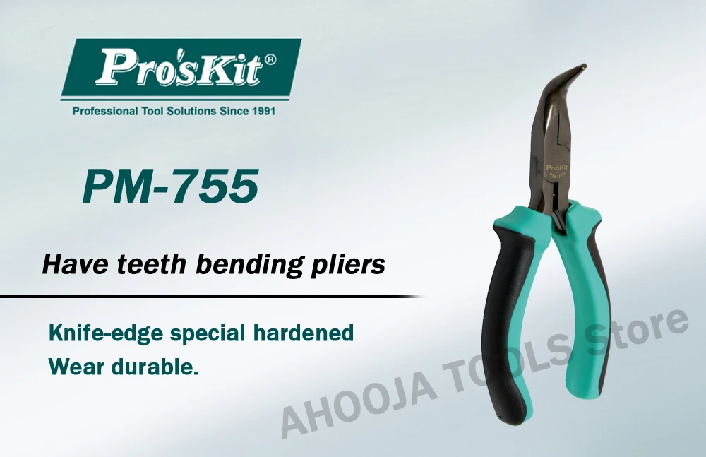 Pro'sKit PM-755 5-Zoll Zweifarbige Rutschfeste, Verschleißfeste Mini-Gebogene Spitzzange, Schneidzange, Drahtschneider, Handwerkzeug – Detail 1