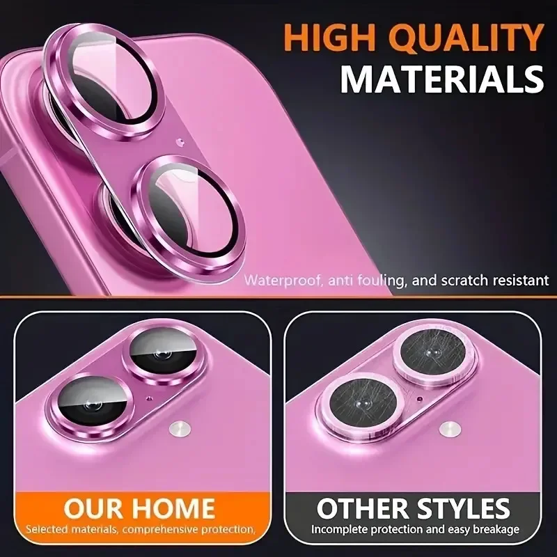 1PCS Metal Tempered Glass Camera Lens Protector For IPhone 16 15 14 13 Pro Max Plus 16 Plus 17 16 15 Pro Full Cover Accessories