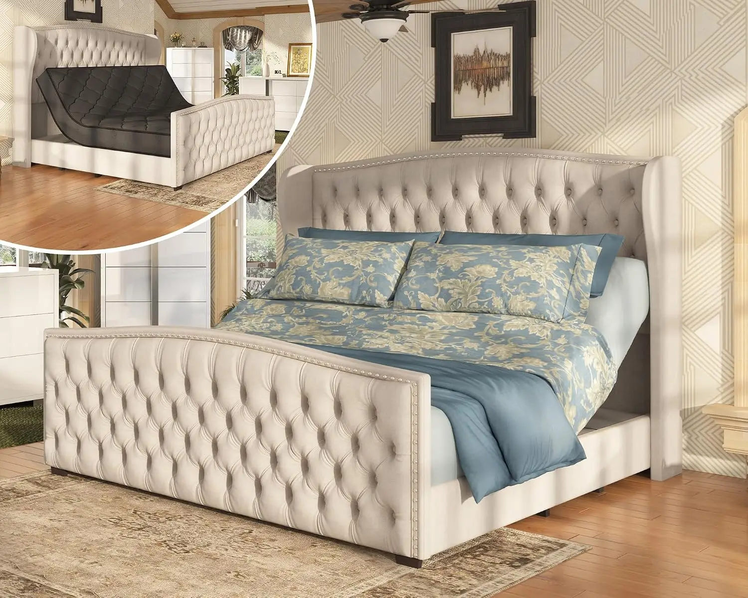 Queen Adjustable Bed Frame with 51
