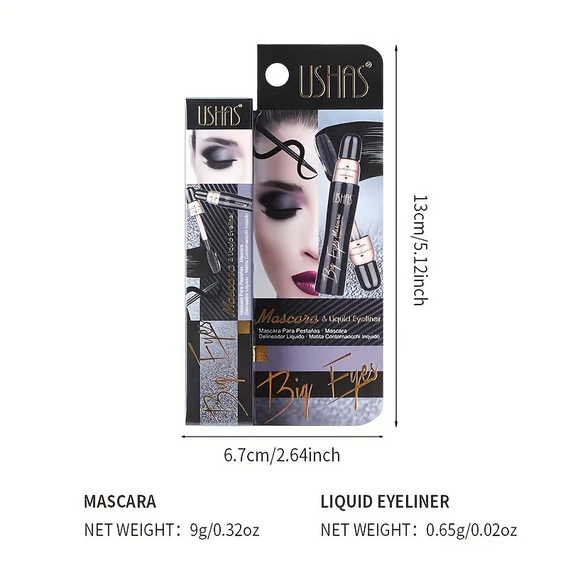 Nieuwe Mascara Eyeliner Set Waterdicht Snel Droog Natuurlijk Aanhoudende Slanke Curling Wimpers Mode Hot Verkoop 2 In 1 Oog Make-Up Pen