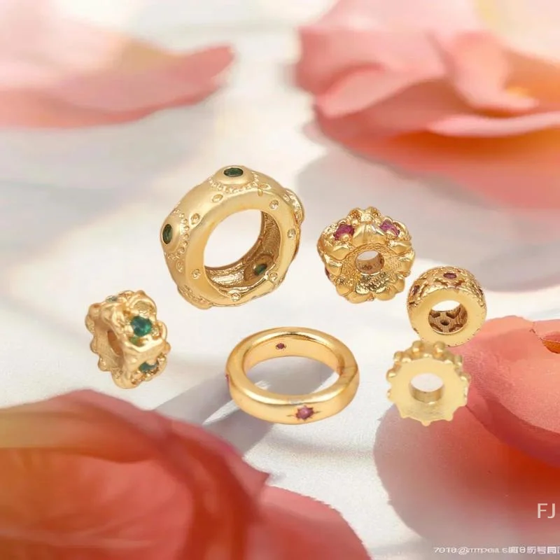 [YU]5/10Pcs Antiquity Micro-inlaid Zircon Golden Beads For Jewelry Making Spacer Beads DIY Bracelets Necklace Accessories