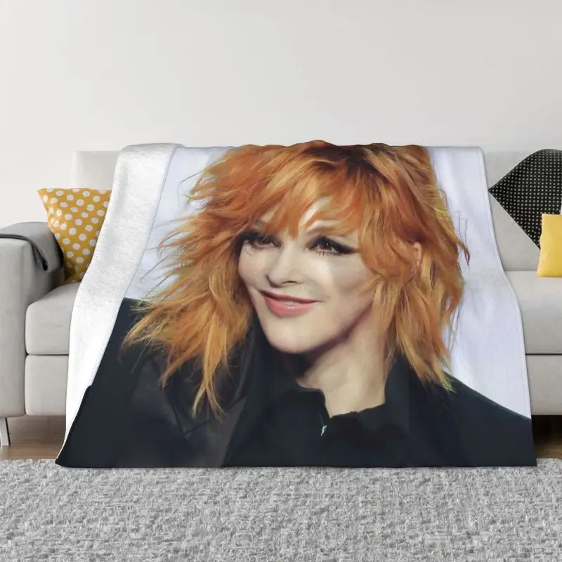 

Pretty Mylene Farmer Blankets Warm Flannel French Singer Throw Blanket for Sofa Office Bedspreads 1