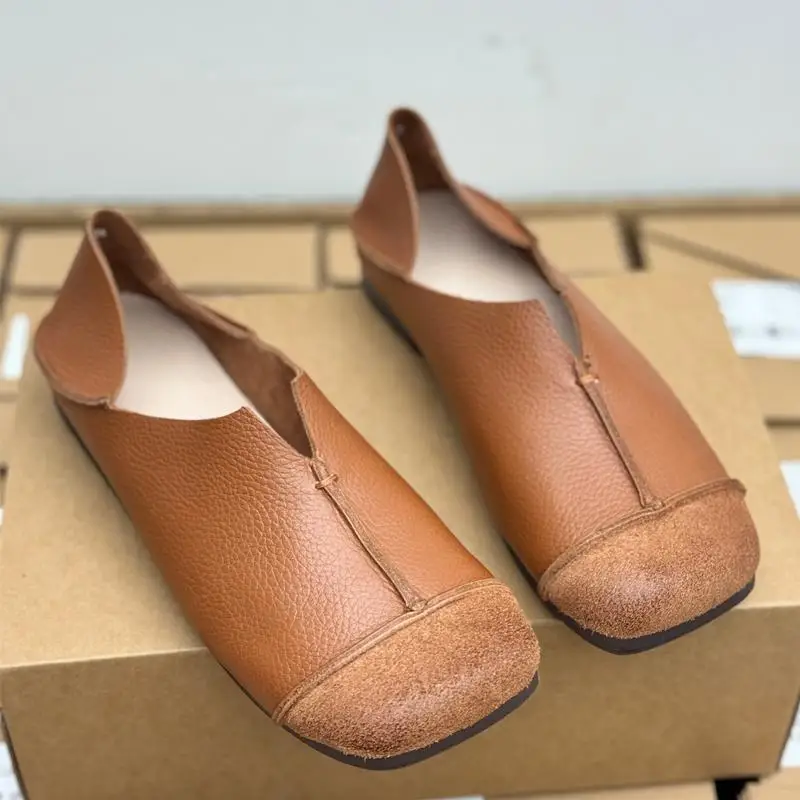 Neue Ballerinas mit quadratischer Zehenpartie für Damen, Sommer-Slipper, Herbst-Loafer, Damen-Mokassins aus Mikrofaserleder – Detail 11