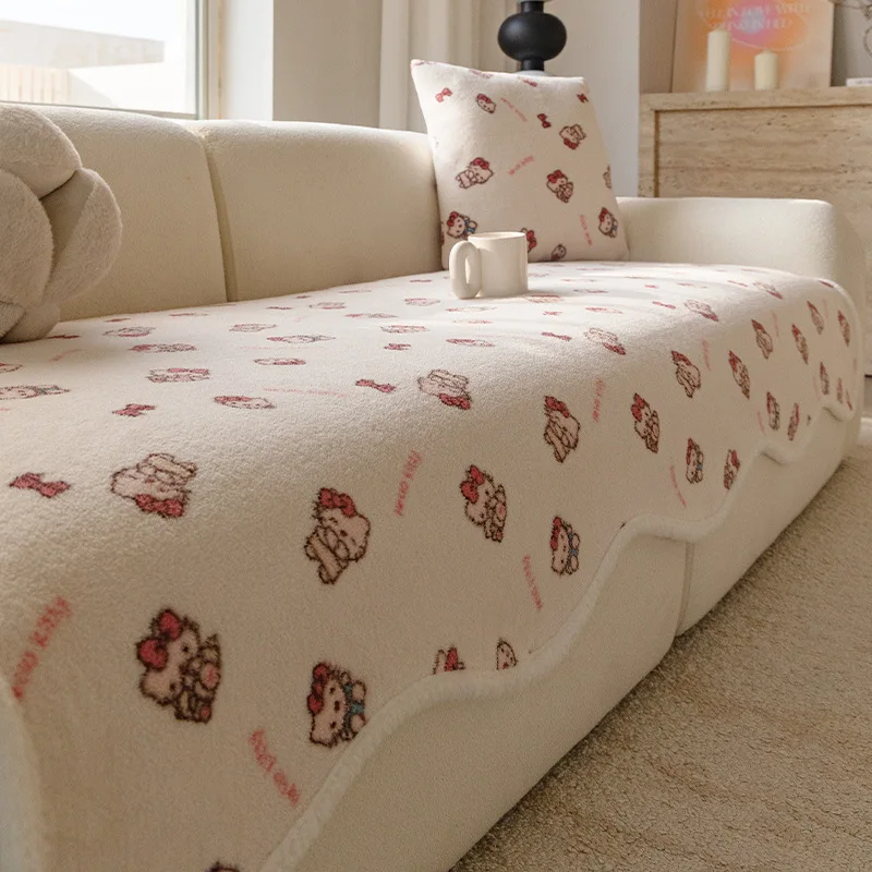 Plush cute cartoon wind thickened sofa cushion autumn and winter non-slip sofa cover seat cushion