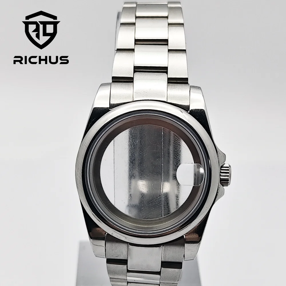 RICHUS NH35 Case 36mm 39mm Watch Case With Polished Strap Sapphire Glass Fit NH34 NH35 NH36 ETA2824 PT5000 Movement