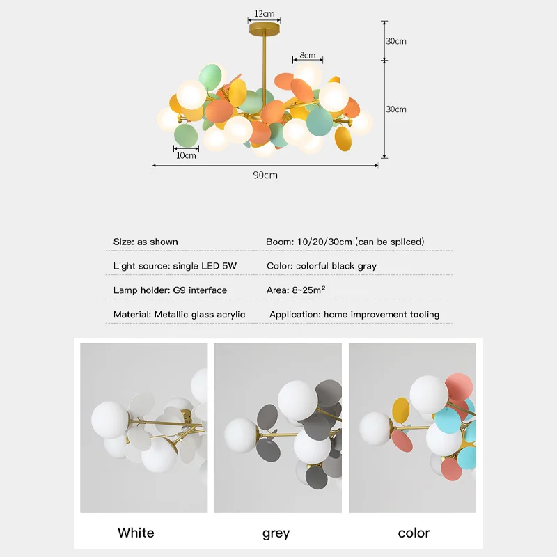 모던 북유럽 디자인 LED 샹들리에, 거실, 침실, 레스토랑, 주방, 천장, 샹들리에, 유리공, G9