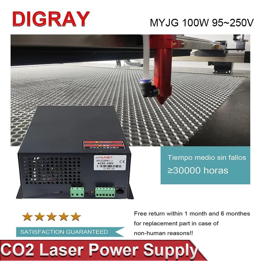 DIGRAY CO2 Laser Power Supply MYJG 100W Supports 95~250V Voltage and is Used for 80-100W Laser Engraving and Cutting Machines.